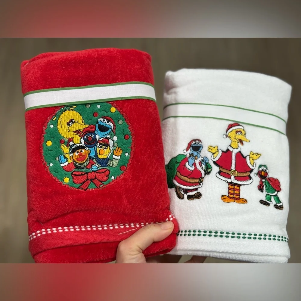 Sesame Street Red and White 4 pcs Hand Towels
